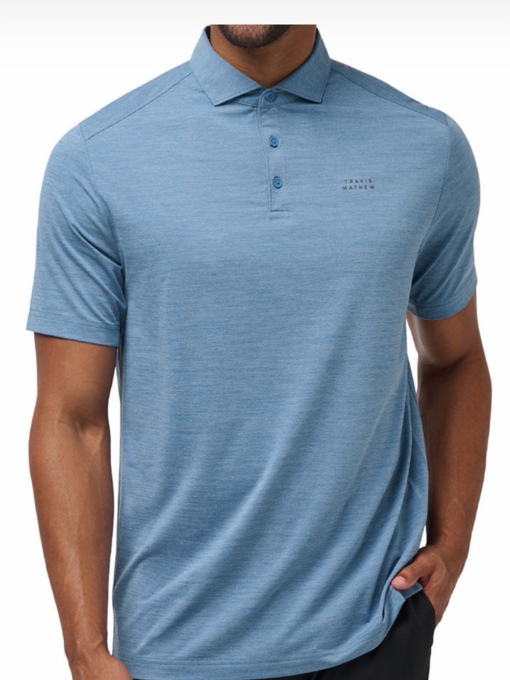 Travis Mathew Slate Blue Heather Polo- Size: Large - Picture 1 of 4